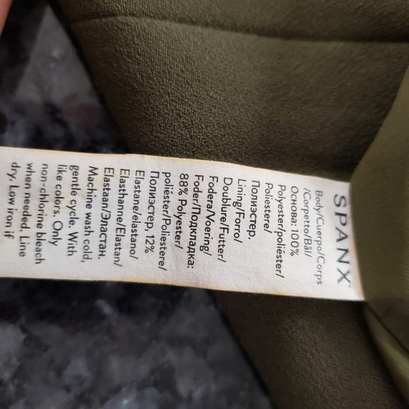 Spanx Crepe Wrap Blazer Midnight Olive Green Lined Side Tie Jacket 20907R Large - Picture 8 of 9